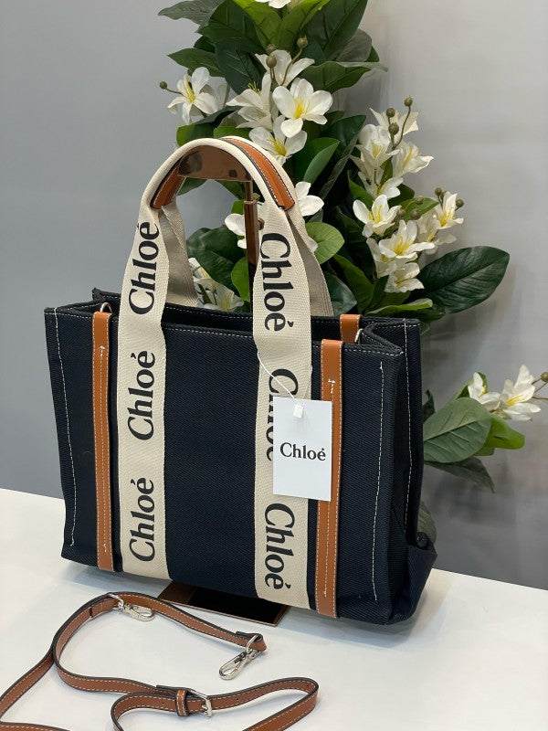 Chloe canvas tote bag with dust bag(688 1 black)