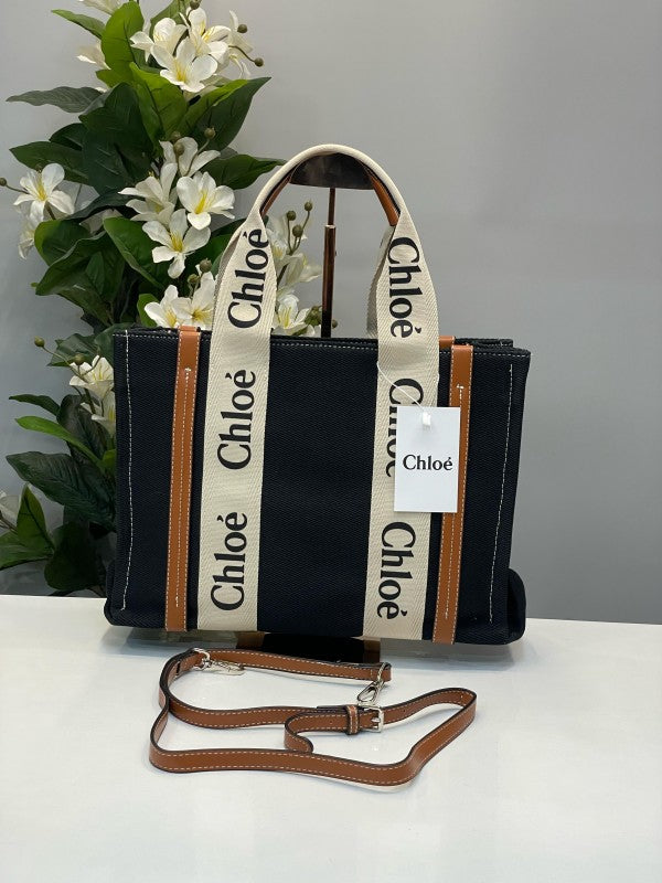 Chloe canvas tote bag with dust bag(688 1 black)