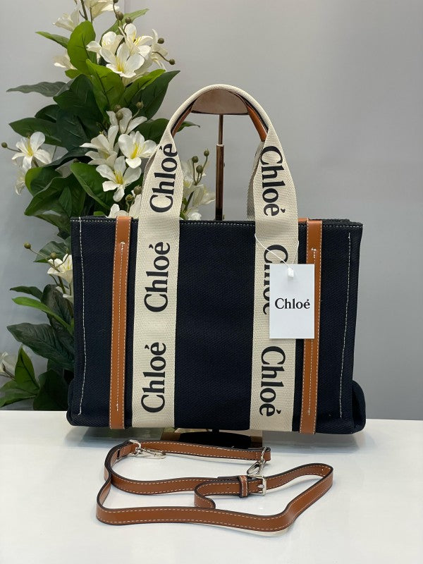 Chloe canvas tote bag with dust bag(688 1 black)