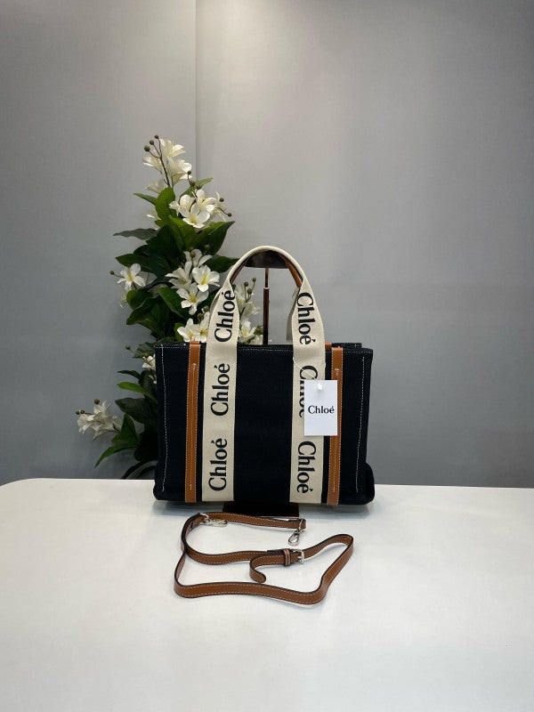 Chloe canvas tote bag with dust bag(688 1 black)