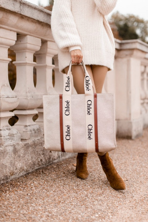 Chloe canvas tote bag with dust bag(688 1 biege)