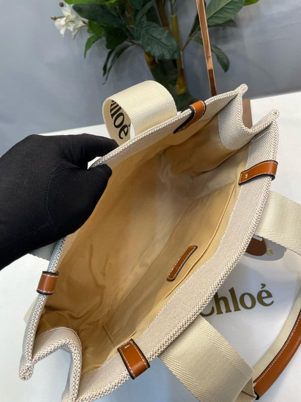 Chloe canvas tote bag with dust bag(688 1 biege)