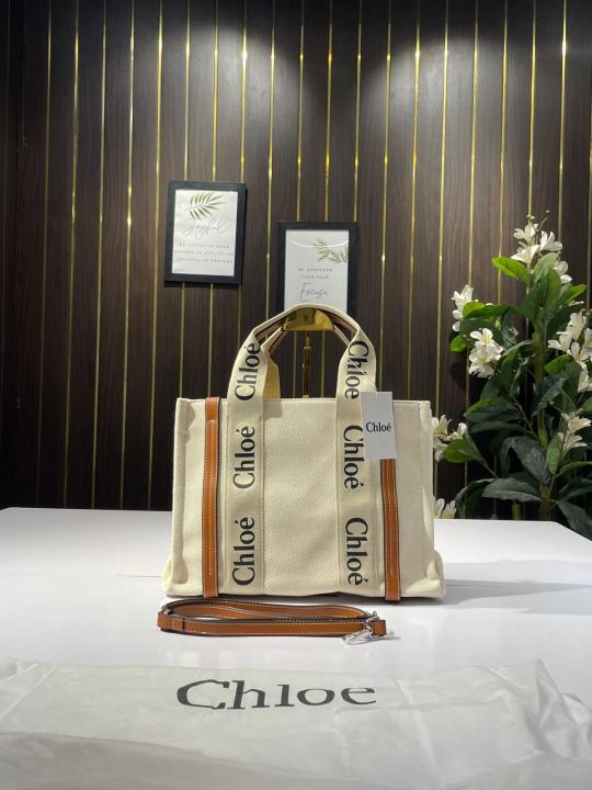 Chloe canvas tote bag with dust bag(688 1 biege)