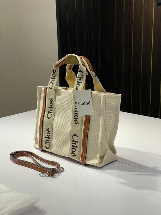 Chloe canvas tote bag with dust bag(688 1 biege)