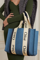 Chloe canvas tote bag with dust bag(688 1 blue)