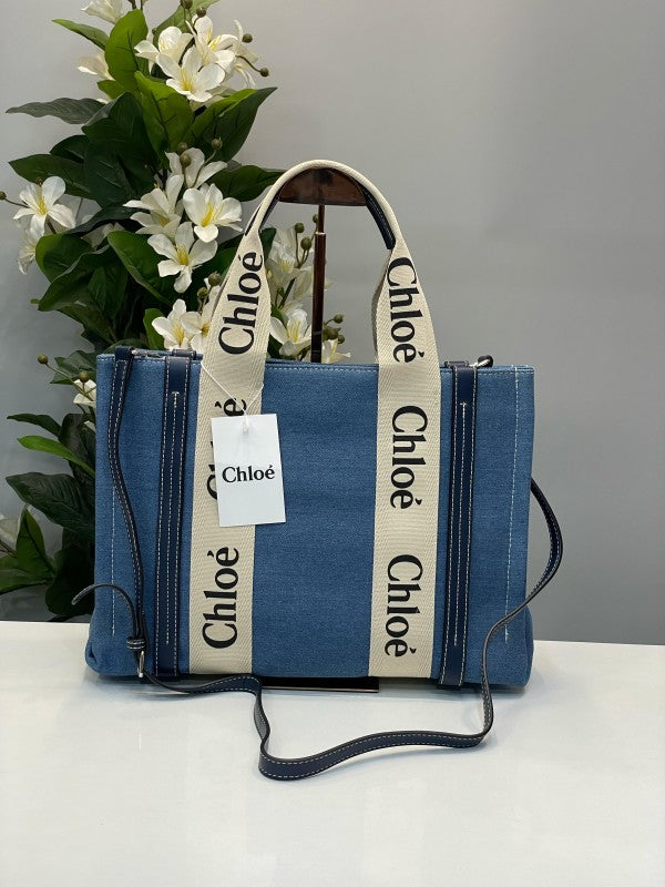 Chloe canvas tote bag with dust bag(688 1 blue)