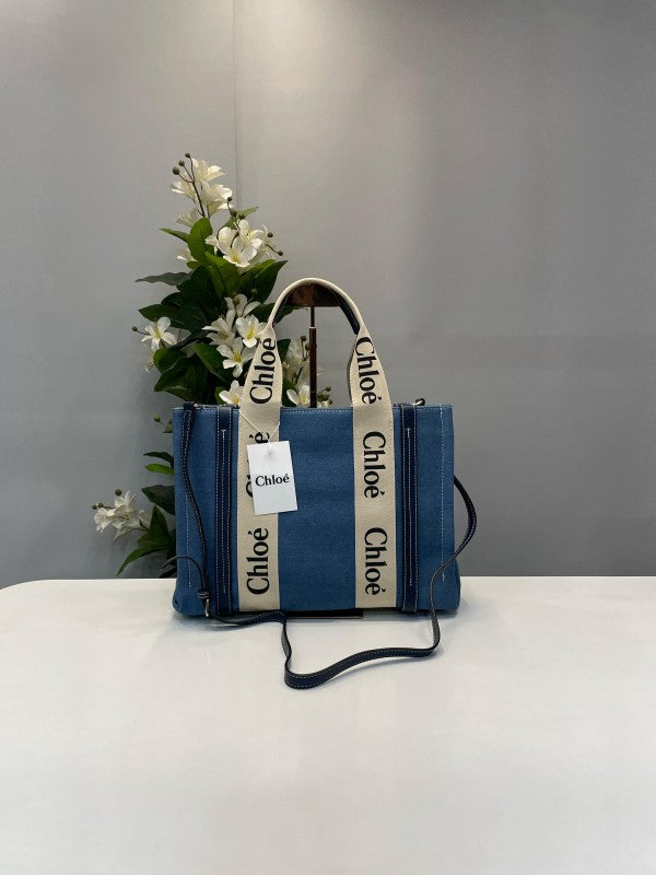 Chloe canvas tote bag with dust bag(688 1 blue)