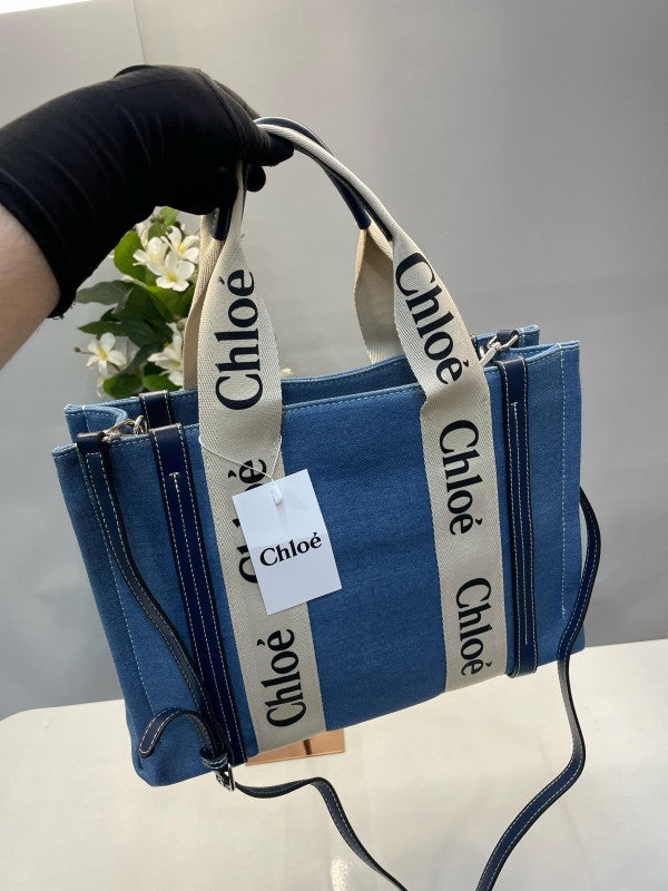 Chloe canvas tote bag with dust bag(688 1 blue)