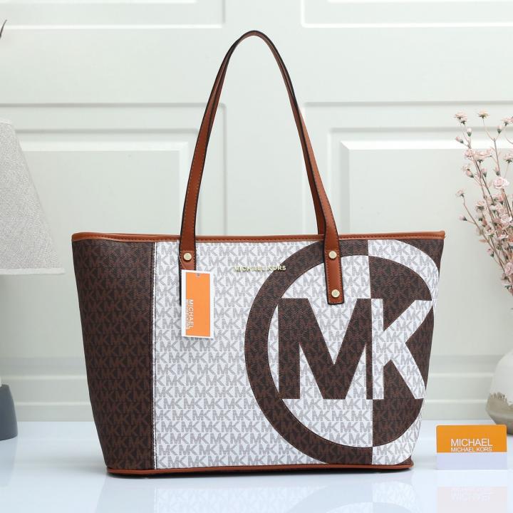 Michael Kors Voyager Leather Tote Satchel Shoulder Bag With Dust Bag (21004 Coffee Brown)