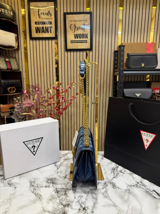 GUESS G JAMES LOGO SHOULDER BAG WITH OG BOX AND DUST BAG PREMIUM QUALITY (BLUE)