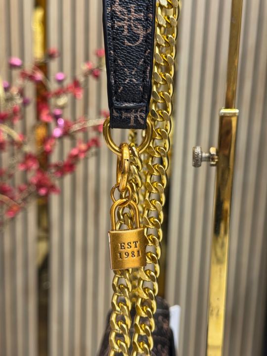 GUESS G JAMES LOGO SHOULDER BAG WITH OG BOX AND DUST BAG PREMIUM QUALITY (BROWN)