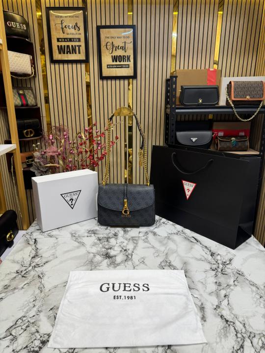 GUESS G JAMES LOGO SHOULDER BAG WITH OG BOX AND DUST BAG PREMIUM QUALITY (BLACK)