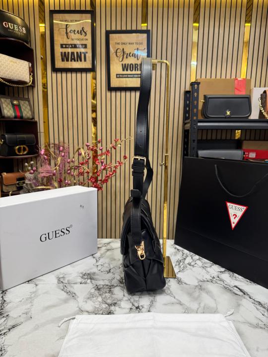 Guess Quilted Crossbody Bag With Box And Dust Bag Including (Black)