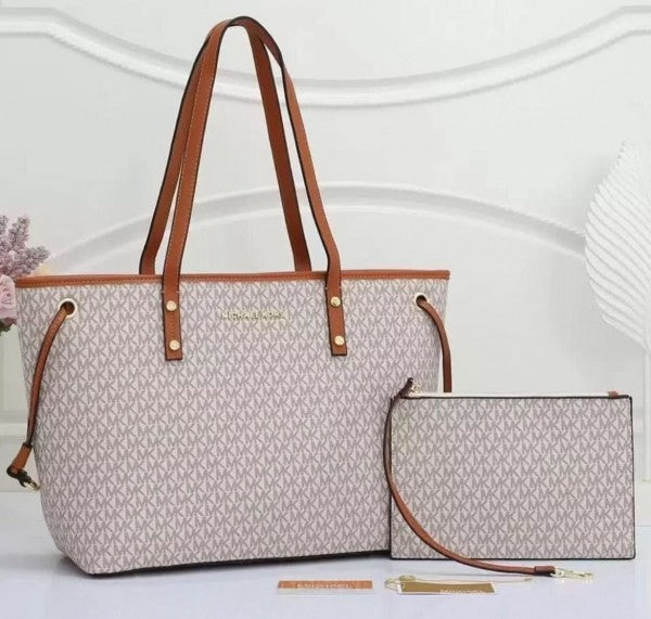 Michael Kors Tote Bag Mk With Pouch With Dust Bag (19016 Beige Brown)