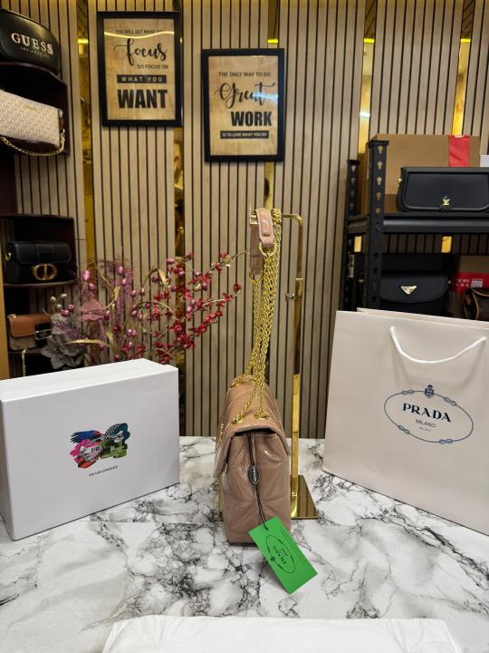 Prad  a Quilted Spectrum Shoulder Bag With Box And Dust Bag Including Carry Bag (9861 1 Apricot)