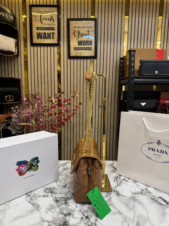 Prad  a Quilted Spectrum Shoulder Bag With Box And Dust Bag Including Carry Bag (9861 1 Brown)