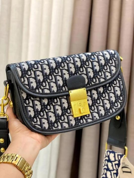 Christian Dior Oblique Monogram Bag With Bill OG Box & Dust Bag 78806 Black