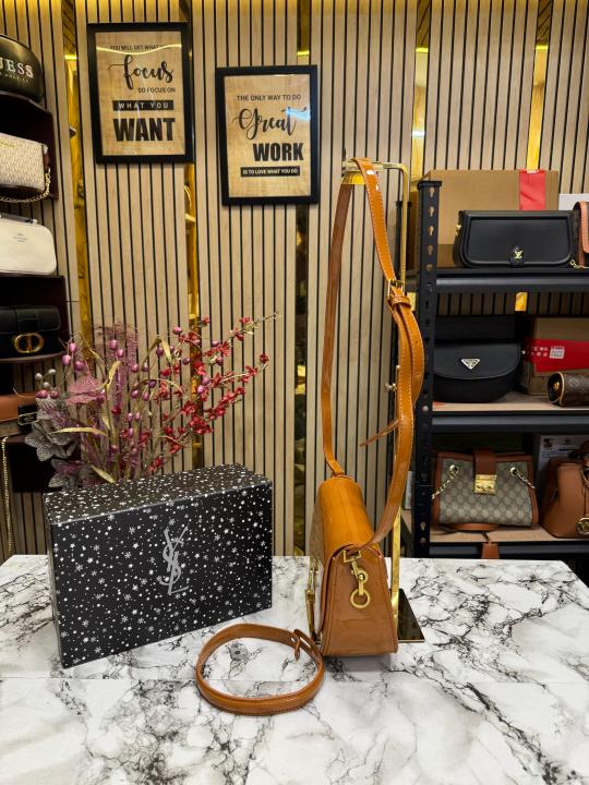 (Ysl) Yves Saint Laurent Le Hobo Shoulder Bag With Box And Dust Bag (2428 1 Brown)