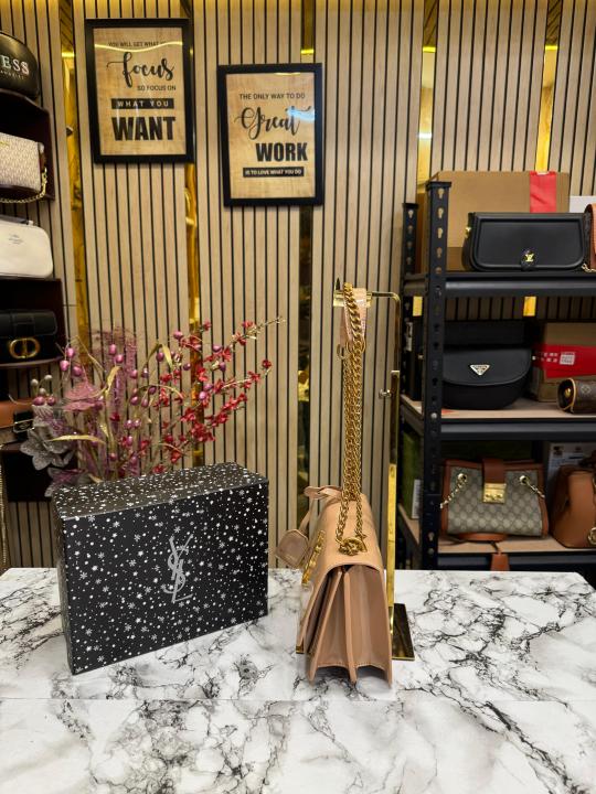 (Ysl) Yves Saint Laurent Sunset Bag With Box And Dust Bag (2345 Apricot)