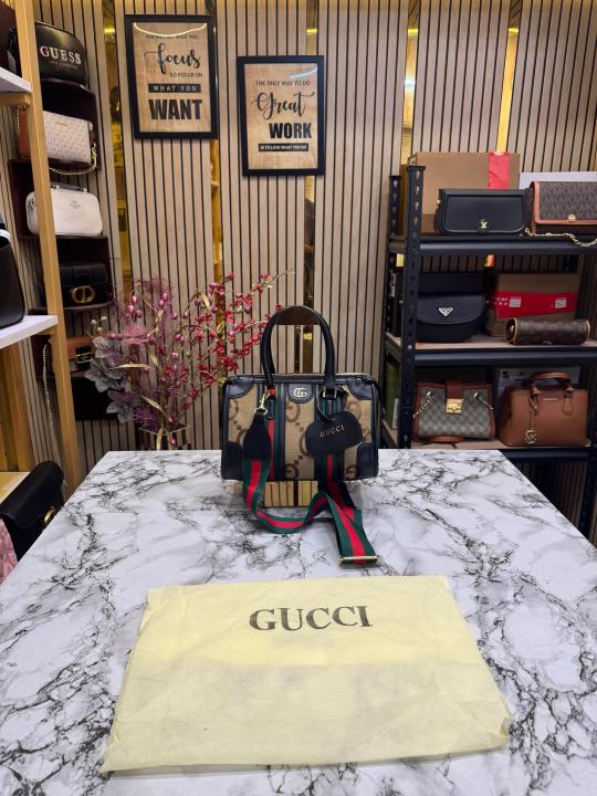 Gucc i Ophidia Big Gg Monogram Handbag With Dust Bag (Black)