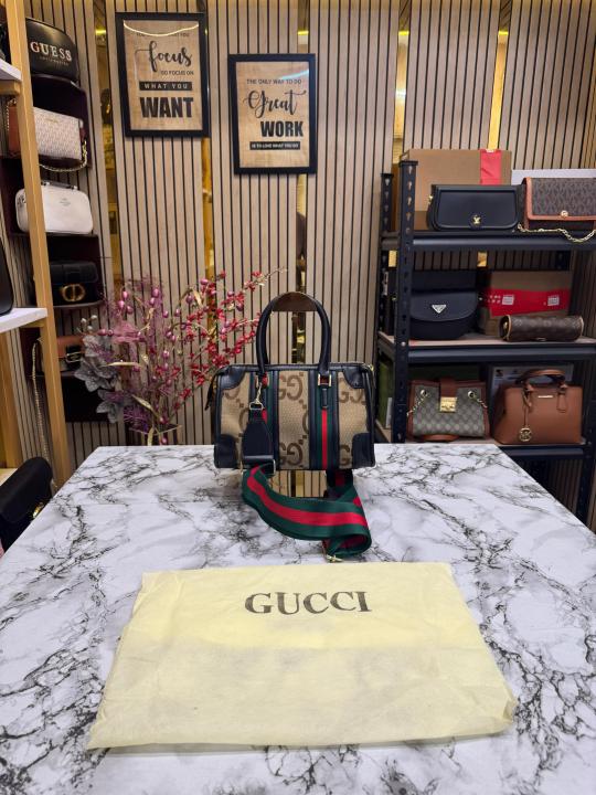 Gucc i Ophidia Big Gg Monogram Handbag With Dust Bag (Black)