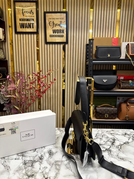 COAC H TABBY SHOULDER BAG WITH OG BOX AND DUST BAG (BLACK)