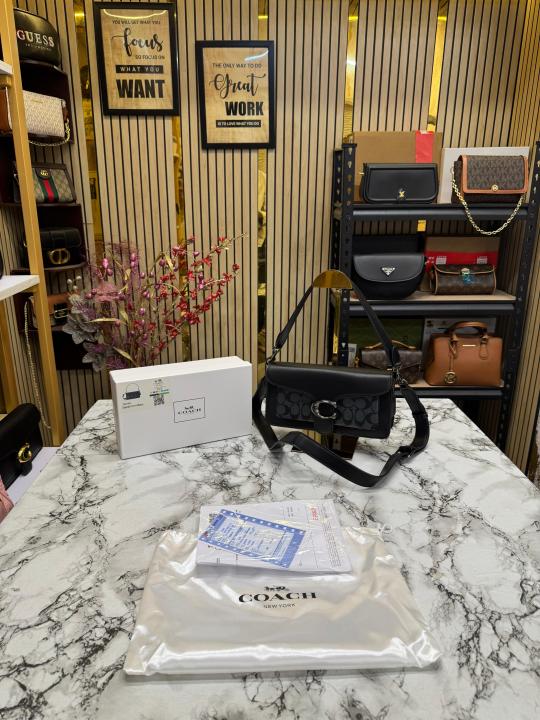 COAC H TABBY SHOULDER BAG WITH OG BOX AND DUST BAG (Black BLACK)