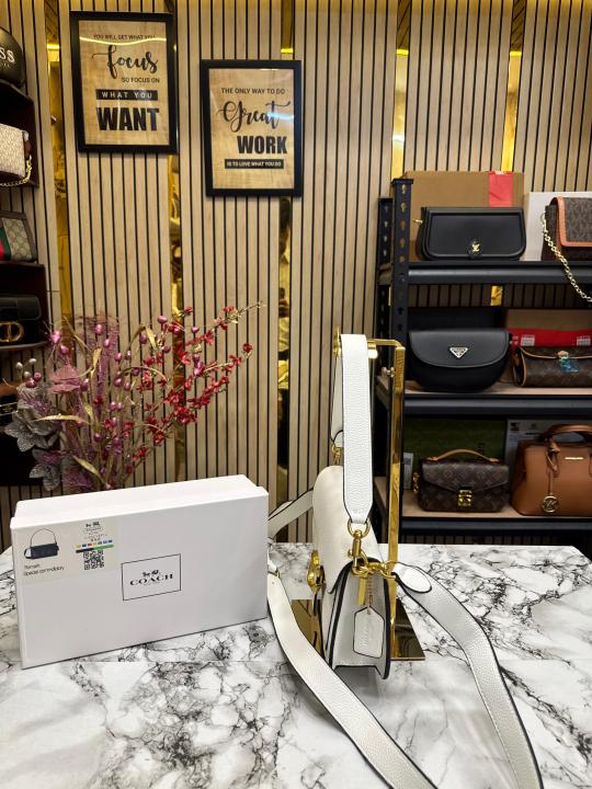 COAC H TABBY SHOULDER BAG WITH OG BOX AND DUST BAG (White)