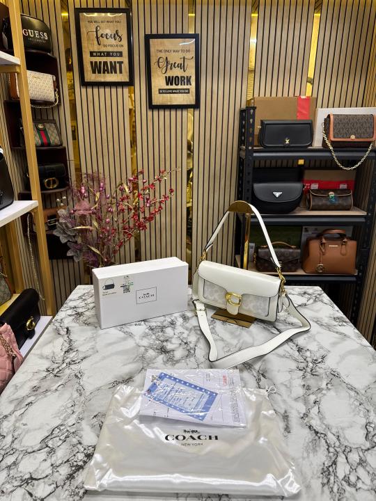 COAC H TABBY SHOULDER BAG WITH OG BOX AND DUST BAG (White White)