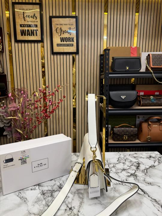 COAC H TABBY SHOULDER BAG WITH OG BOX AND DUST BAG (White White)