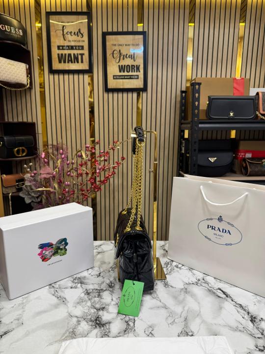 Prad  a Quilted Spectrum Shoulder Bag With Box And Dust Bag Including Carry Bag (9861 1 Black)