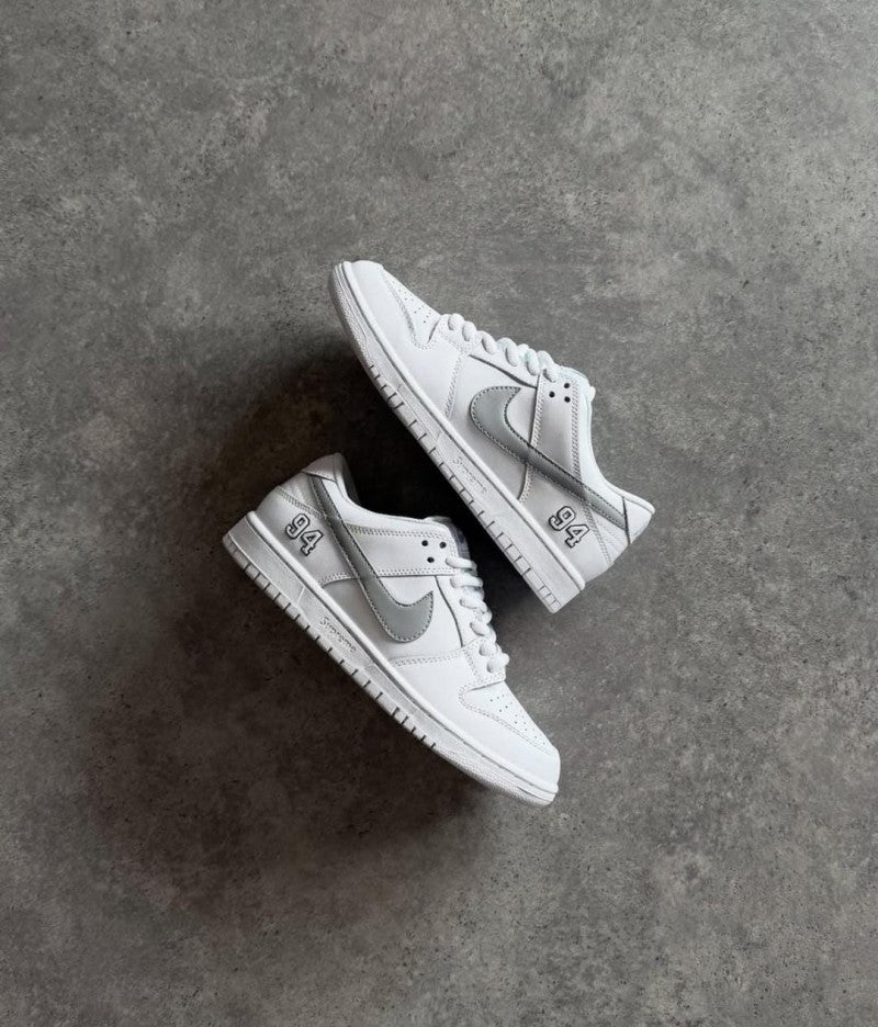 Supreme x Nikee SB Dunk Low White Grey