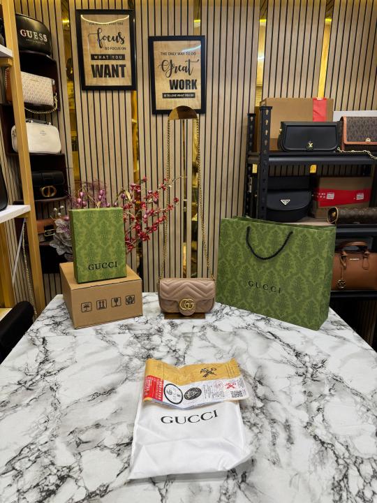 Gucc i Gg Mini Marmont With Double Og Box And Dust Bag Including Carry Bag (Brown)