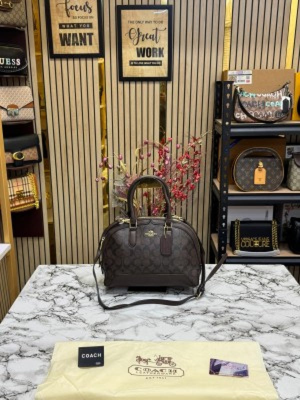 Coach Signature Alma Domed Satchel With Dusty Bag And Card (C502 Coffee)