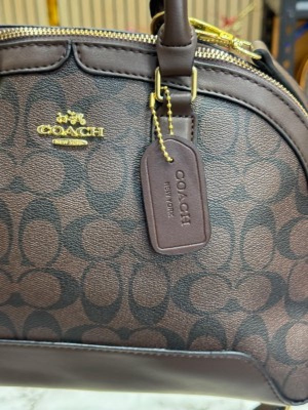 Coach Signature Alma Domed Satchel With Dusty Bag And Card (C502 Coffee)