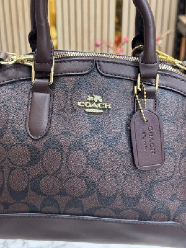 Coach Signature Alma Domed Satchel With Dusty Bag And Card (C502 Coffee)