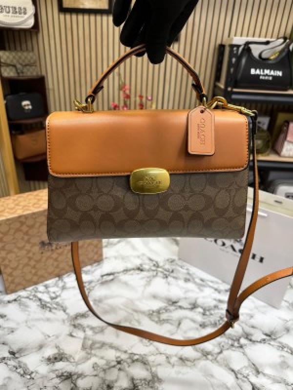 COAC H ELIZA TOP HANDLE SLING WITH OG BOX AND DUST BAG WITH CARRY BAG (BROWN)