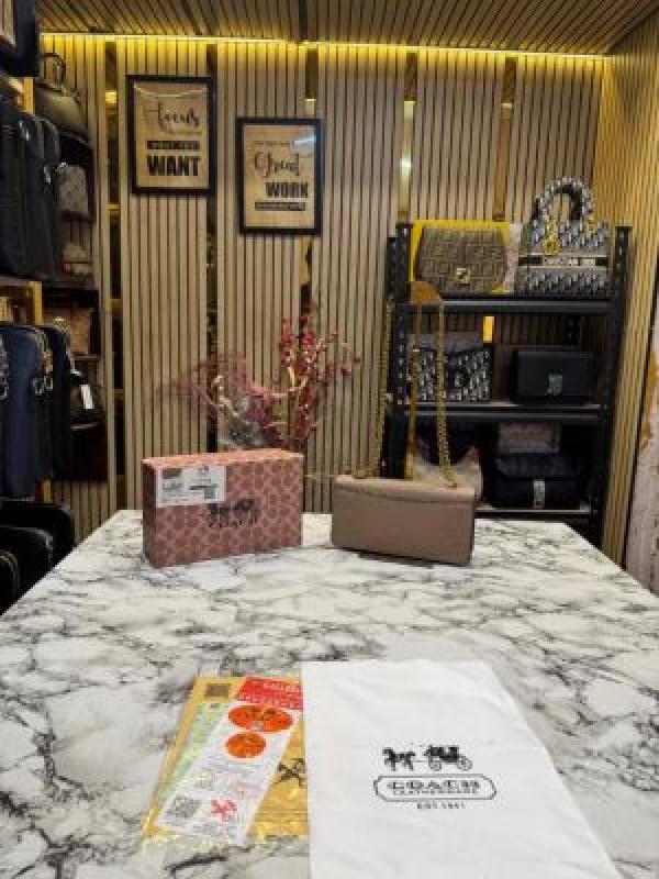 Coach Eliza Flap Crossbody Shoulder Bag With Og Box And Dust Bag (Khaki Embossed)