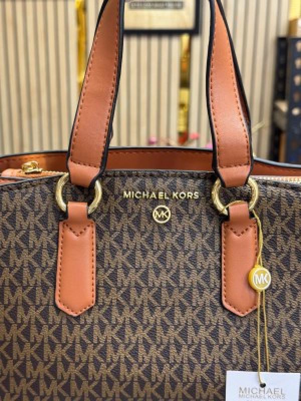 Michael Kors Emma Satchel Bag With Dust Bag (Brown)