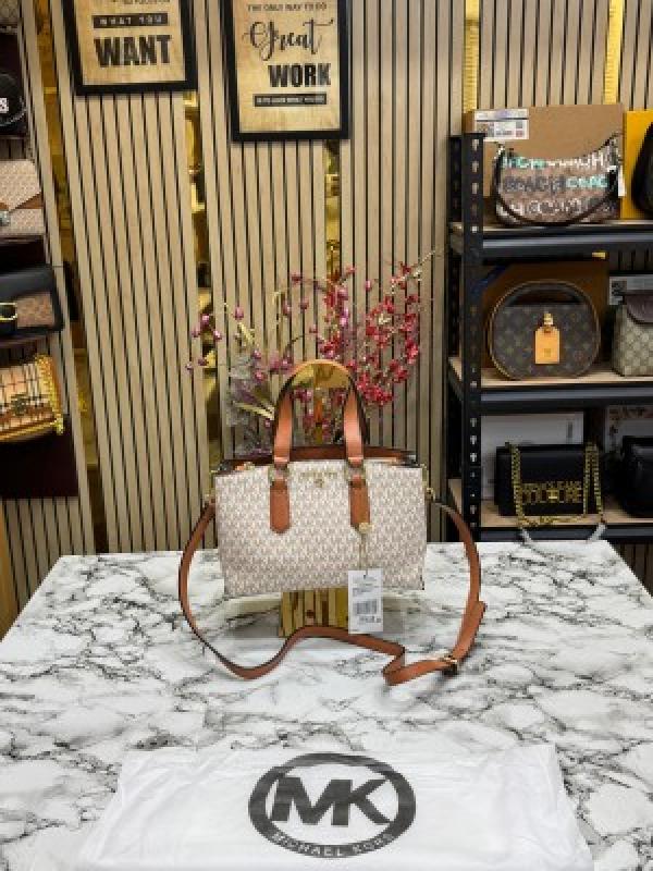 Michael Kors Emma Satchel Bag With Dust Bag (Biege)