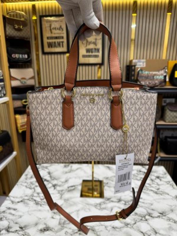 Michael Kors Emma Satchel Bag With Dust Bag (Biege)