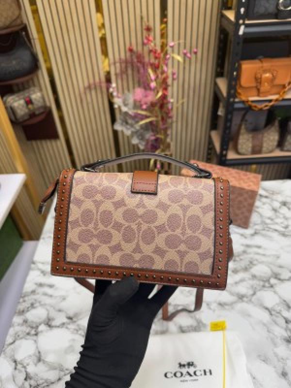 COAC H STUDDED WITH OG BOX AND DUST BAG PREMIUM QUALITY (BROWN)