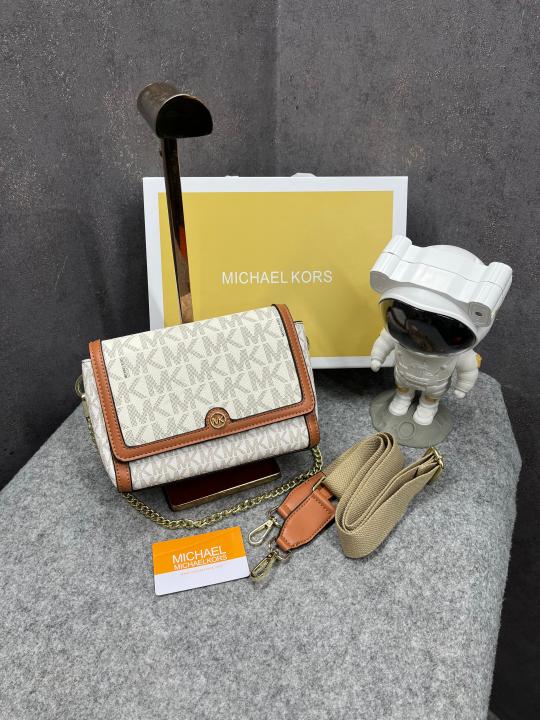 Michael Kors Freya Crossbody Bag With OG & Dust Bag 23013 Beige Brown