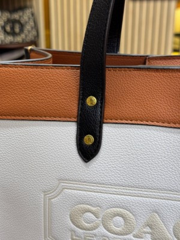 Coach Field Tote Bag Two Tone In Colorblock Signature With Double Og Box And DustBag Including CarryBag (Brown)
