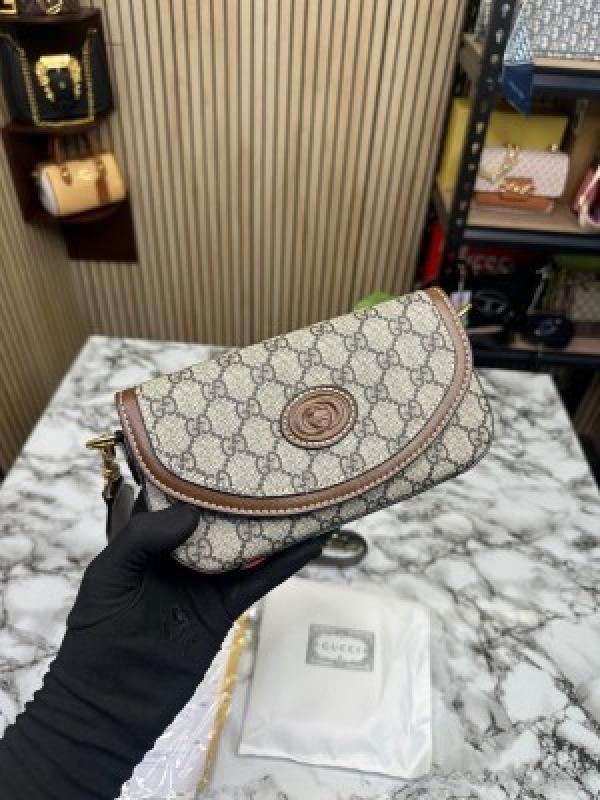 GUCC I ELEGANCE SHOULDER BAG WITH OG BOX AND DUST BAG HEAVY QUALITY (BROWN)