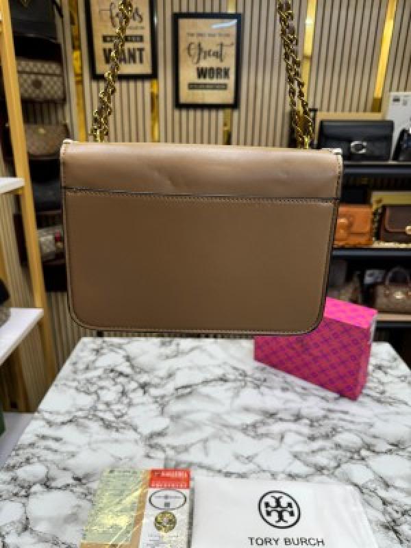 TORY BURCH BROTCH SHOULDER BAG WITH OG BOX AND DUST BAG PREMIUM QUALITY (KHAKI)