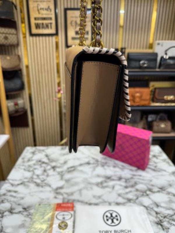 TORY BURCH BROTCH SHOULDER BAG WITH OG BOX AND DUST BAG PREMIUM QUALITY (KHAKI)