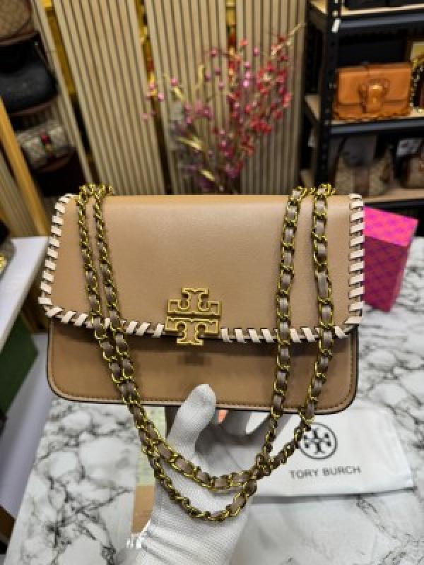 TORY BURCH BROTCH SHOULDER BAG WITH OG BOX AND DUST BAG PREMIUM QUALITY (KHAKI)