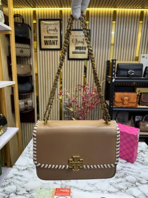 TORY BURCH BROTCH SHOULDER BAG WITH OG BOX AND DUST BAG PREMIUM QUALITY (KHAKI)