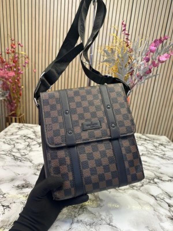 LOUIS VUITTON SIDE BAG PREMIUM QUALITY WITH DUST BAG (BROWN CHECKS) 6005
